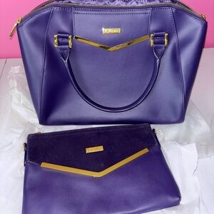 Joy & Iman Purple and Gold Satchel Set